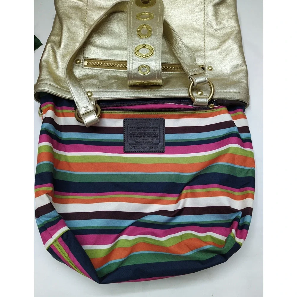 Coach Lily Metallic Gold Leather Limited Ed TurnLock Tote Bag - VTG